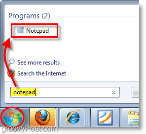 Schermafbeelding van Windows 7 - open notitieblok
