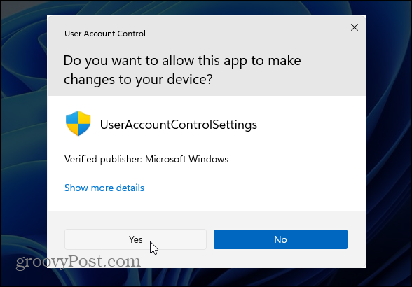 controleer UAC-wijzigingen Windows 11