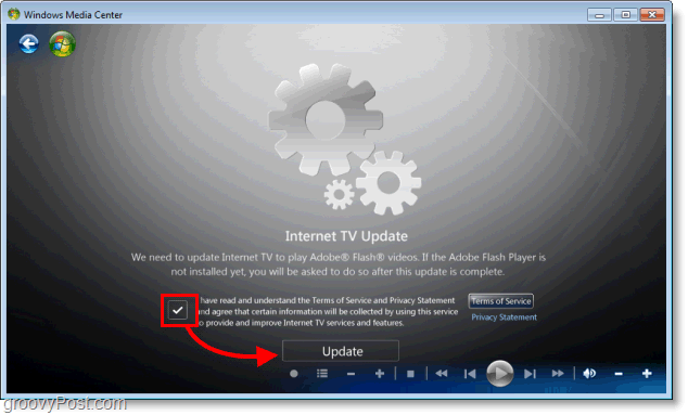 Windows 7 Media Center - installeer internet tv-update