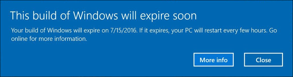 Windows 10 Insider Preview zorgt ervoor dat gebruikers worden gewaarschuwd met vervalmeldingen