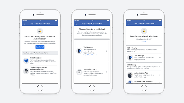 Facebook stroomlijnde de setup-stroom waarmee gebruikers tweefactorautorisatie konden instellen en elimineerde de noodzaak om een ​​telefoonnummer te registreren om een ​​account te beveiligen.