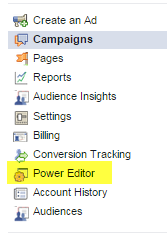 toegang tot advertenties in Power Editor