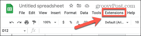 Google Spreadsheets-extensiemenu