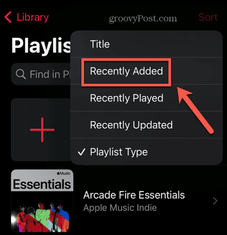 Apple Music sorteren op recent toegevoegd