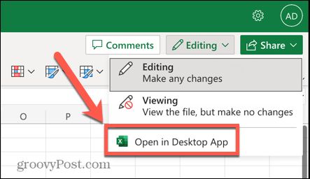 Optie Excel openen in desktop-app