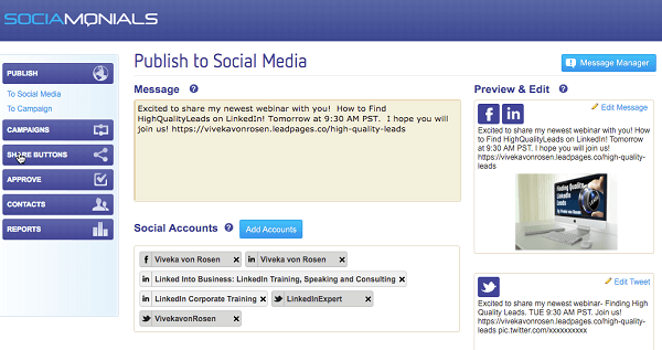 sociamonial sharing tool inhoud publiceren