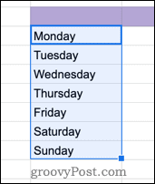 Dagen van de week in Google Spreadsheets