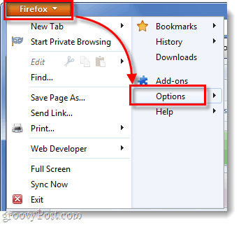 Firefox 4 - Optiemenu 