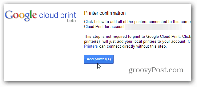 Voeg PRinters Cloud Print toe