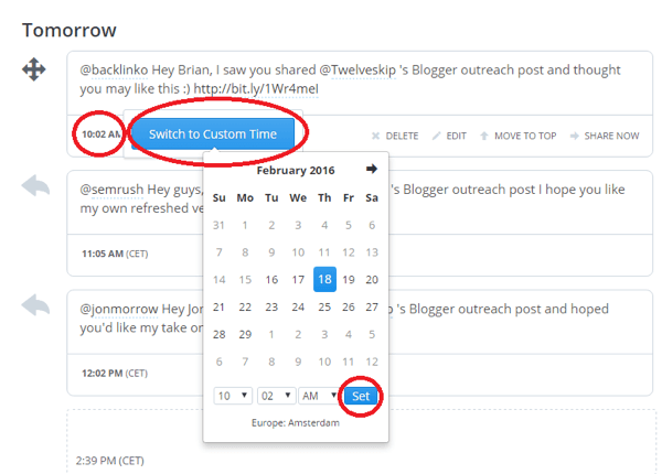 verander de tweet-datum in de buffer