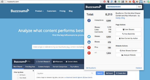 buzzsumo google chrome extensie voor twitter share counts