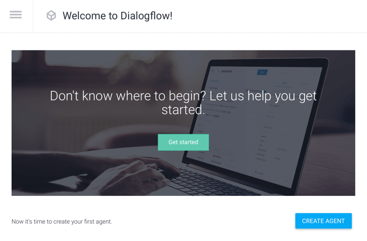 Maak Agent-optie in Dialogflow