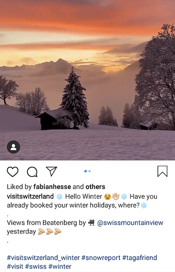 voorbeeld van een Instagram-zakelijk bericht met tagafriend-hashtag