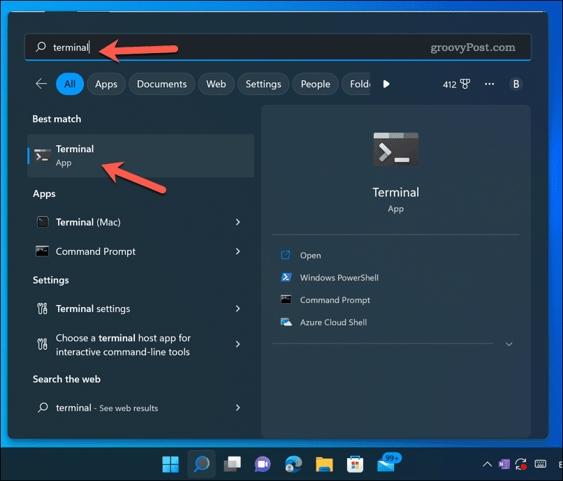 Open de Windows 11-terminalapp