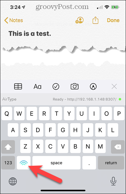 AirType-teksttoetsenbord op iPhone