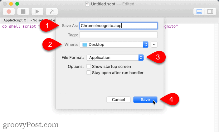 Bewaar script als een applicatie op Mac