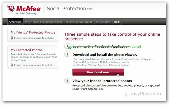 mcaffee sociale bescherming installeer fotoviewer