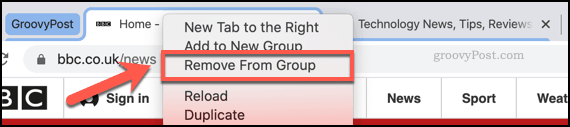 Een tabblad verwijderen uit een Chrome-tabbladgroep