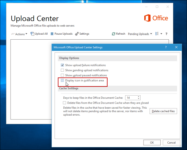 Weergaveopties van Microsoft Office Upload Center