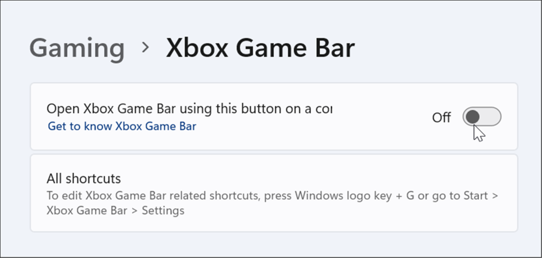 de xbox-spelbalk op Windows uitschakelen