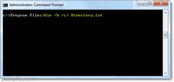 gebruik dir / b / s> directory.txt om een ​​dir-query naar een tekstbestand uit te voeren