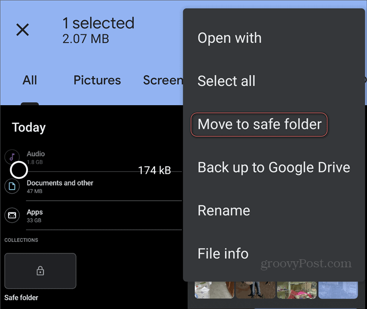 Bestanden door Google Safe Folder verplaatsen