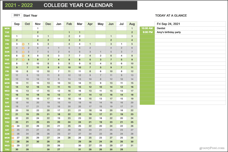 College Jaar Kalender