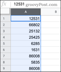 Een kolom selecteren in Google Spreadsheets