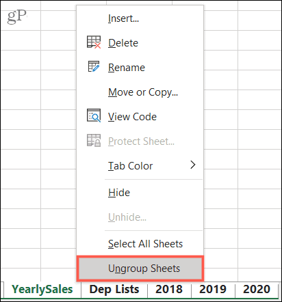 Bladen degroeperen in Excel