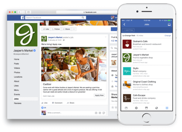 Facebook introduceert nieuwe functies waarmee vacatures rechtstreeks op Facebook kunnen worden geplaatst en gesolliciteerd.