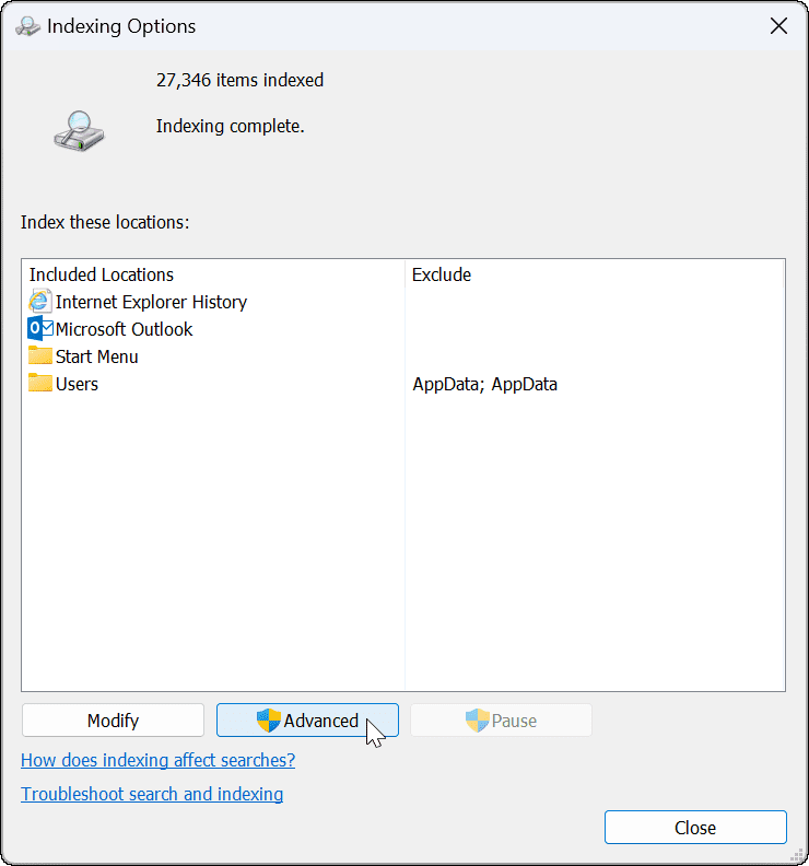Windows 11 Outlook Zoeken werkt niet