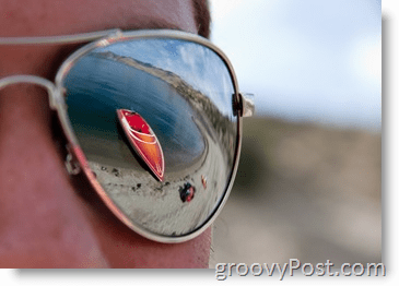 Foto - Voorbeeld diafragma - Zonnebril met Skiboat-reflectie rood