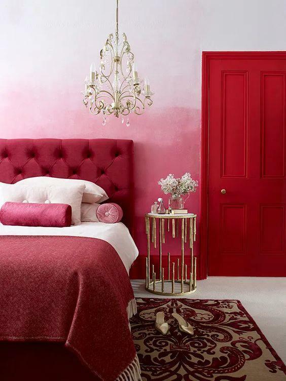 Rode en roze slaapkamerdecoratie