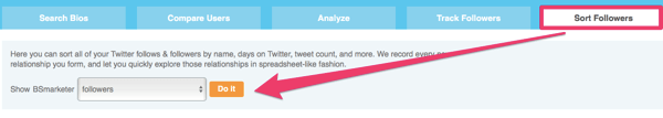 Analyseer uw Twitter-volgers op het tabblad Volgers sorteren.