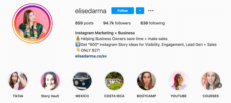 Elise Darma Instagram-profiel