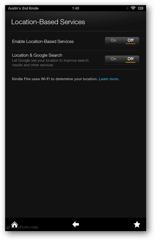 Kindle-locatietoestemming uitschakelen