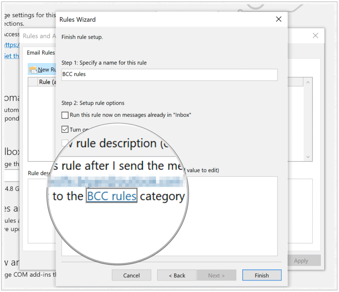Microsoft Outlook klaar met het maken van regels