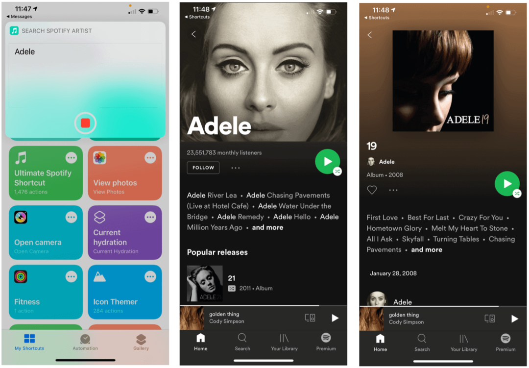 Siri-snelkoppelingen voor Spotify Siri-zoekartiest