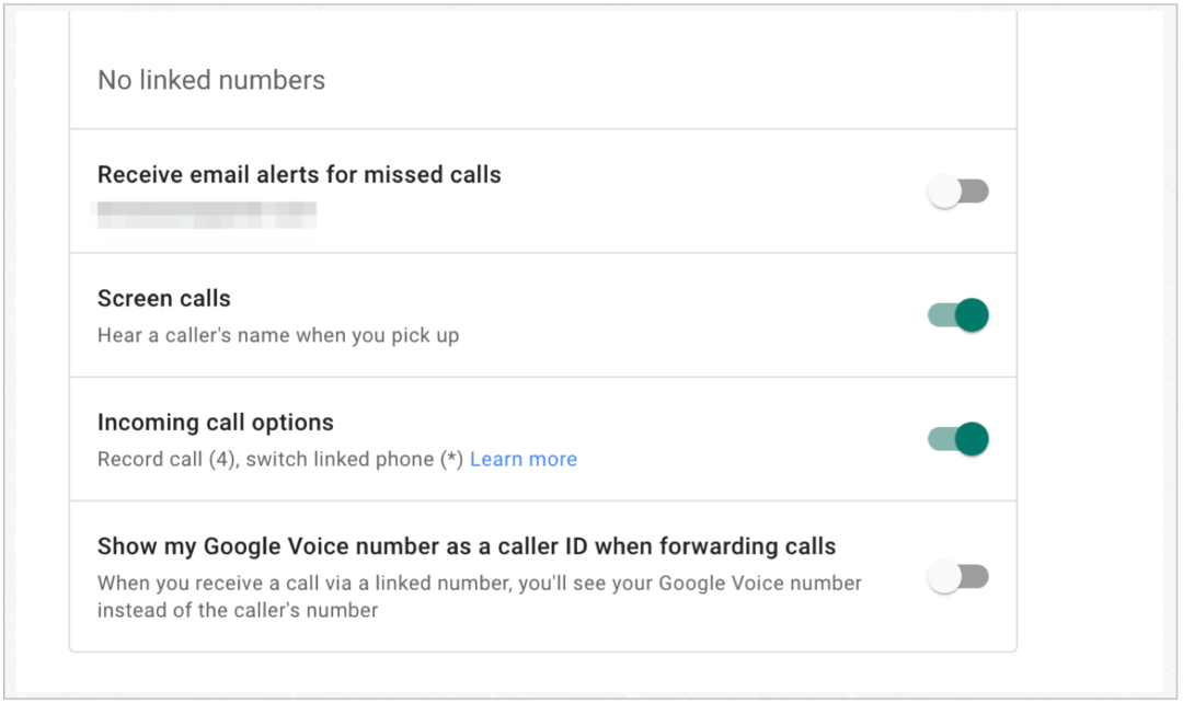 Google Voice-opties voor inkomende oproepen