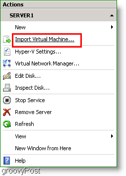 Hyper-V Manager Importeer virtuele machine