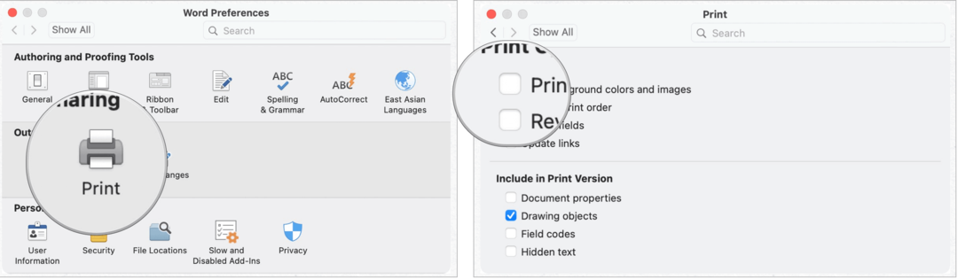 Microsoft Word over Mac-achtergrondafdrukken