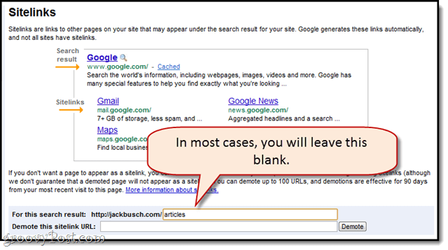 sitelinks degraderen in de webmasterhulpprogramma's van Google