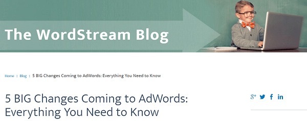 De Google AdWords-functiepost op de WordStream-blog was een eenhoorn.