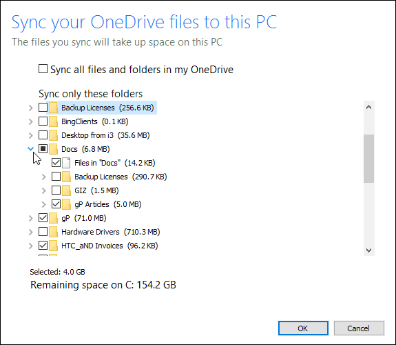 Hoe u kunt selecteren welke OneDrive-mappen worden gesynchroniseerd in venster 10