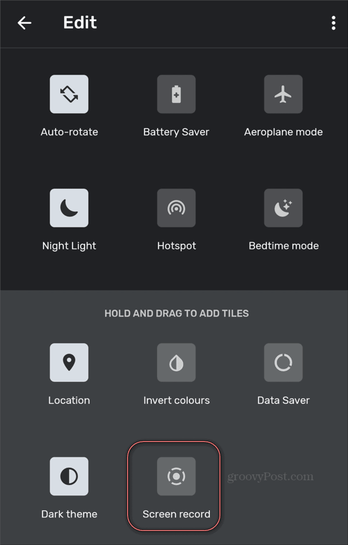 Android Screen Recorder snelle instellingen schermrecorder