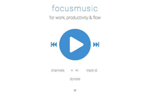 Zoek muziek om te focussen op FocusMusic.fm.