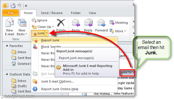 rapportagetool voor ongewenste e-mail in Outlook 2010