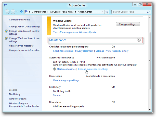 Hoe Windows 8 automatisch onderhoud te gebruiken