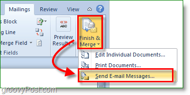 Schermafbeelding van Outlook 2010 - voltooien en samenvoegen en e-mailberichten verzenden
