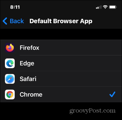 selecteer browser iPhone